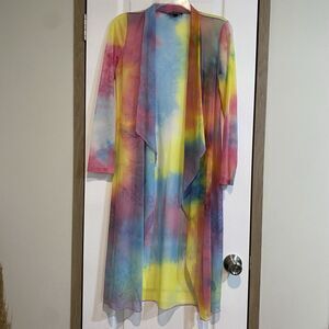 Wearever neon tie dye sheer kimono 80s disco beach